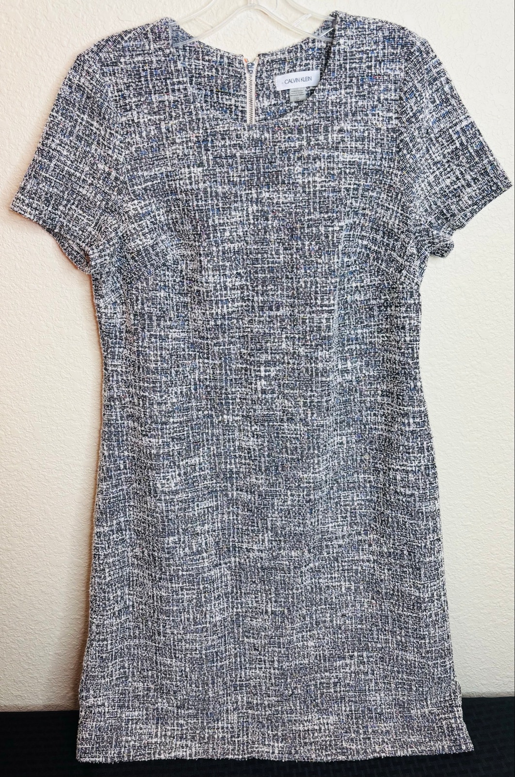 Calvin Klein Women's Tweed Midi Cap Sleeve Sheath Dress Size 6